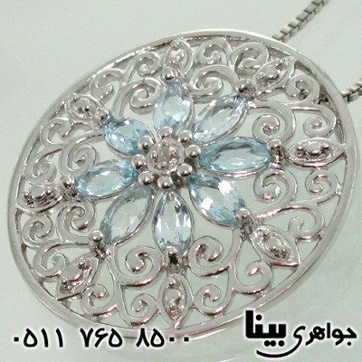 گردنبند آکوآمارین نقش دار