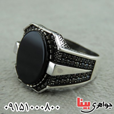 انگشتر عقیق سیاه (اونیکس) میکروستینگ مردانه زیبا _کد:30198