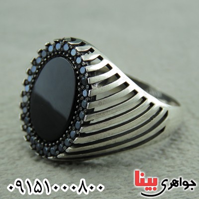 انگشتر عقیق سیاه (اونیکس) شیک میکروستینگ _کد:30204
