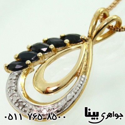 گردنبند یاقوت کبود طرح اشکی