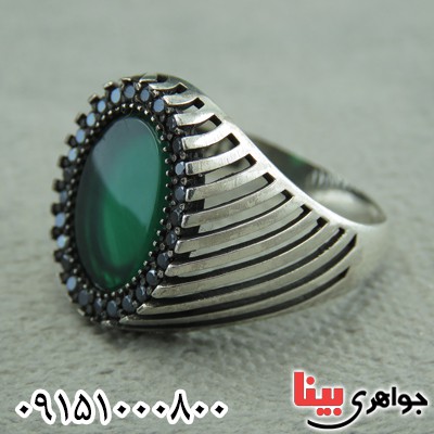 انگشتر عقیق سبز مردانه میکروستینگ خاص