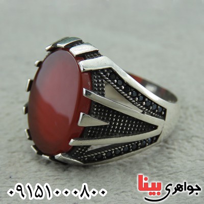 انگشتر عقیق قرمز میکروستینگ مردانه زیبا _کد:30227