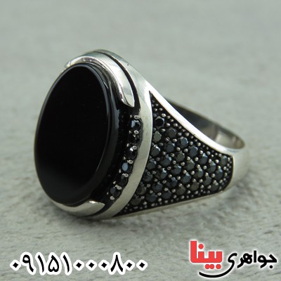 انگشتر عقیق سیاه (اونیکس) مردانه میکروستینگ بسیار خاص و زیبا _کد:30230