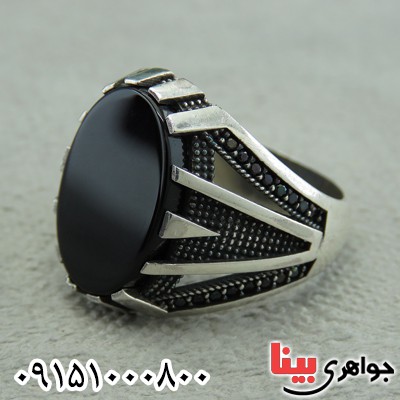 انگشتر عقیق سیاه (اونیکس) میکروستینگ خاص مردانه _کد:30233