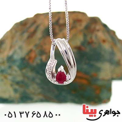 گردنبند یاقوت سرخ آفریقایی طرح اشک