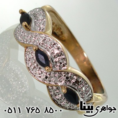 انگشتر یاقوت کبود طرح بافت