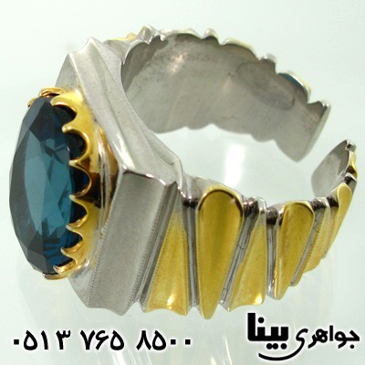 انگشتر توپاز آبی لندنی مردانه فاخر