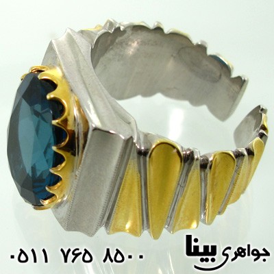 انگشتر توپاز آبی لندنی مردانه فاخر انگشتر توپاز آبی لندنی مردانه فاخر