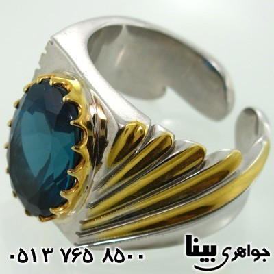انگشتر توپاز آبی لندنی مردانه باشکوه