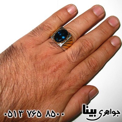 انگشتر توپاز آبی لندنی مردانه باشکوه