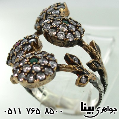 انگشتر جید زنانه چهار گل