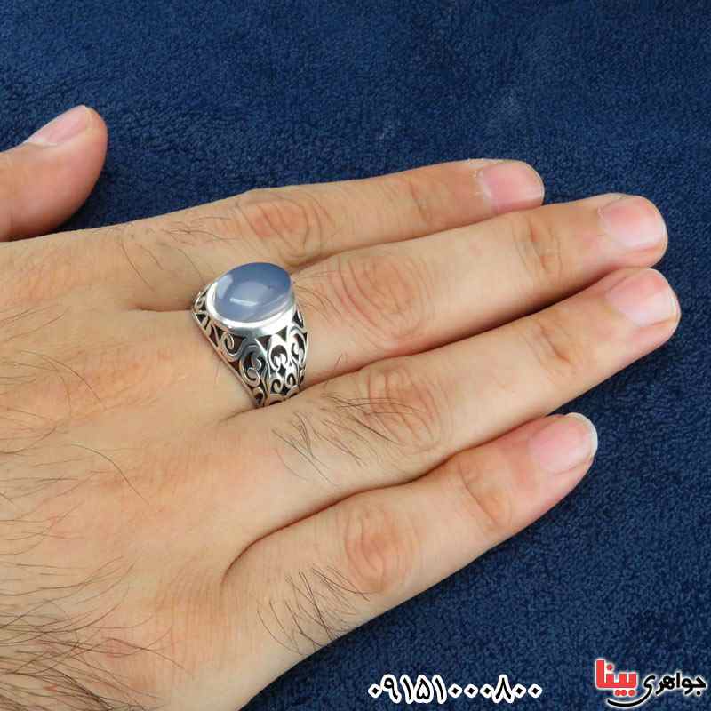 انگشتر عقیق یمنی کبود مردانه زیبا و خاص _کد:30535