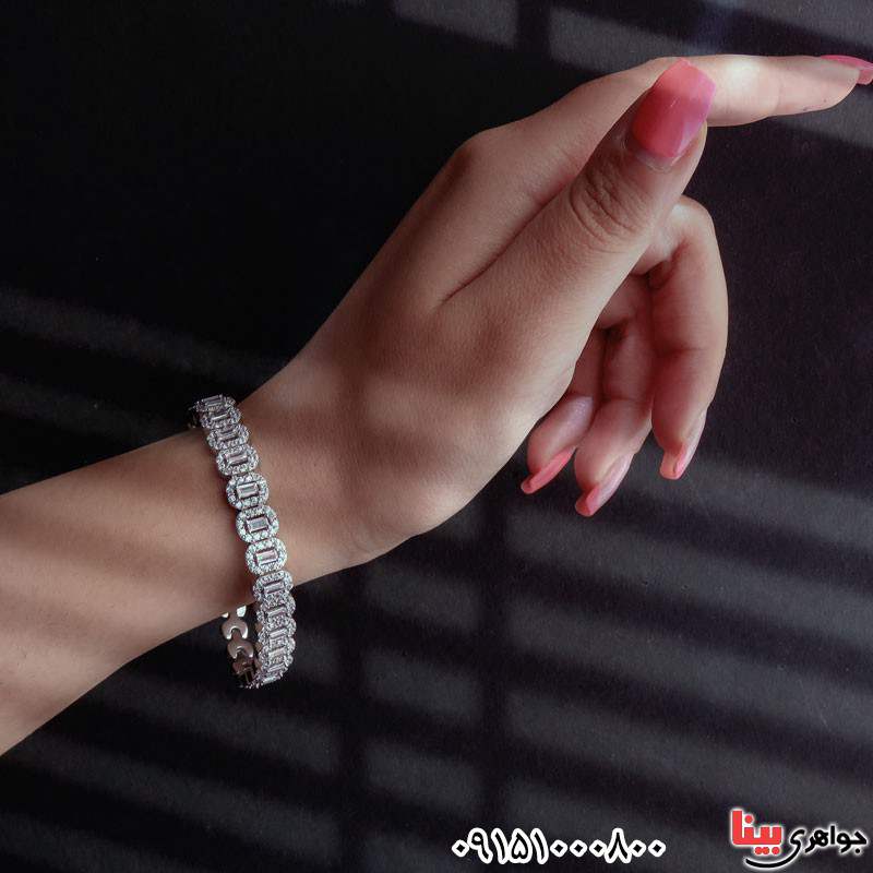 دستبند نقره زنانه درشت رودیوم عالی _کد:30564