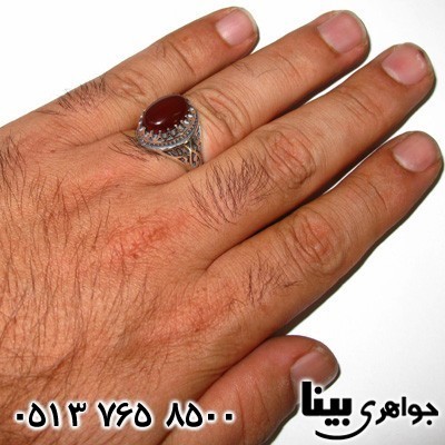 انگشتر عقیق مردانه با رکاب یا علی