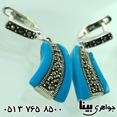 گوشواره نقره زنانه طرح فیروزه