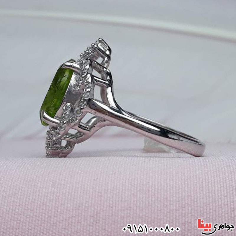 انگشتر زبرجد رودیوم خوشرنگ و زیبا _کد:30784