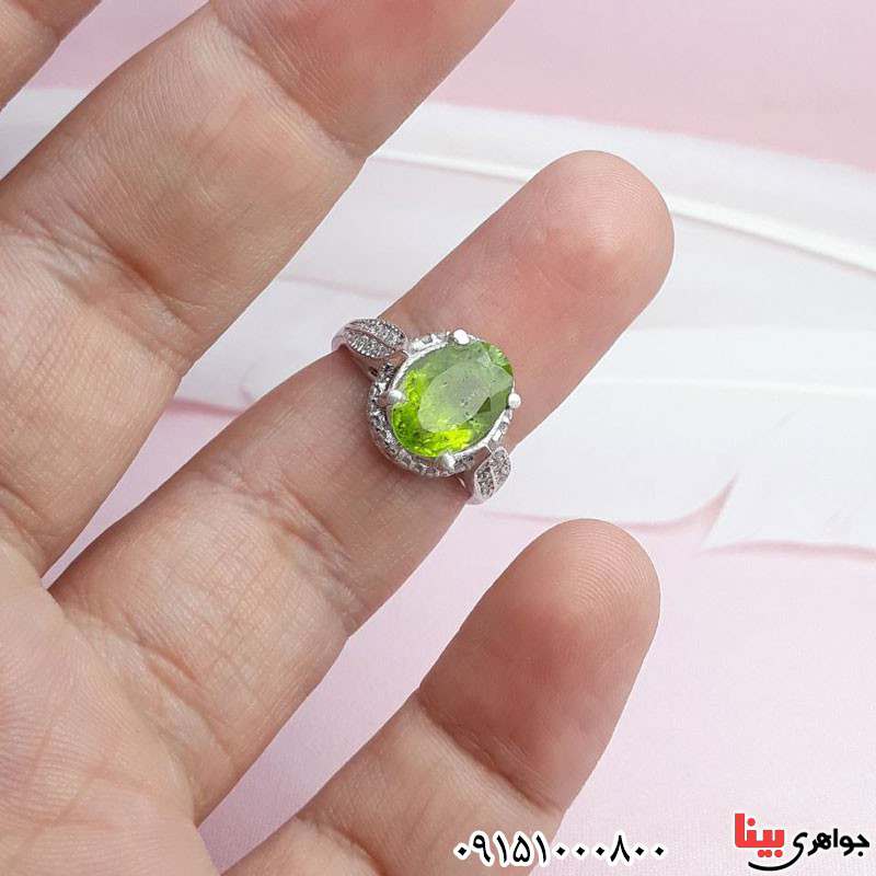 انگشتر زبرجد رودیوم زنانه عالی و خاص _کد:30839