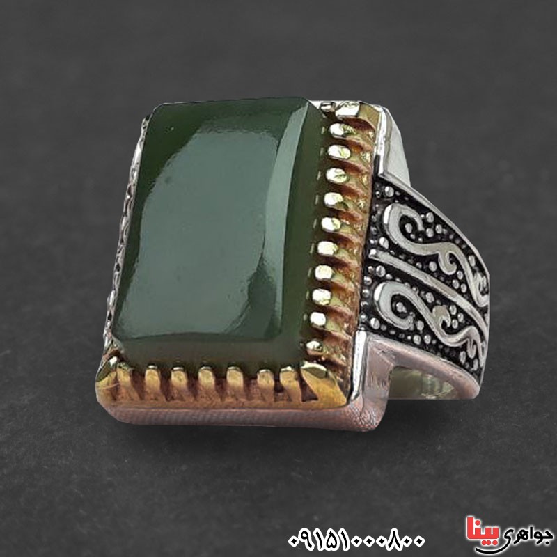 انگشتر یشم یمنی خاص و زیبای مردانه _کد:30872