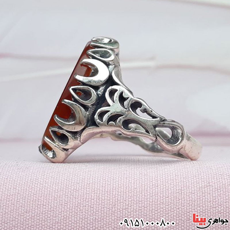 انگشتر عقیق دو رنگ خطی با حکاکی یا فاطمه الزهرا _کد:30926