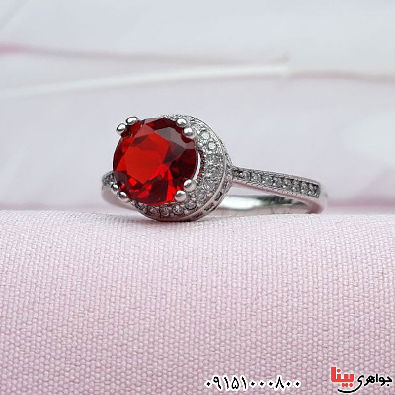 انگشتر یاقوت سرخ صنعتی رودیوم خاص و زیبا _کد:30927