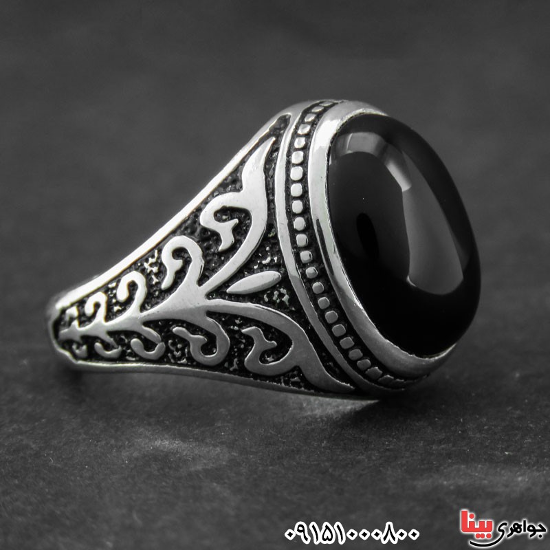 انگشتر عقیق سیاه (اونیکس) مردانه خاص _کد:30996