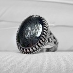 انگشتر حدید خطی با حکاکی هفت جلاله و آیت الکرسی