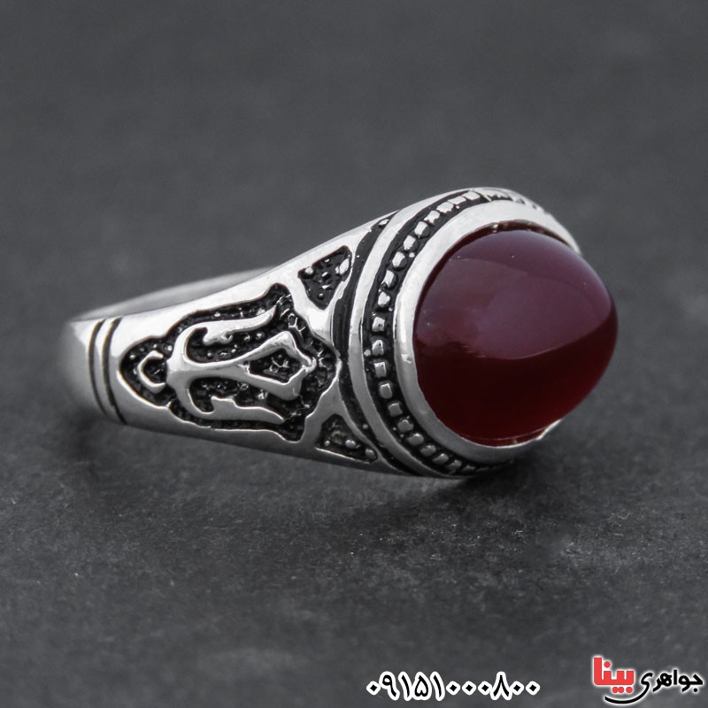 انگشتر عقیق قرمز خاص مردانه _کد:31077