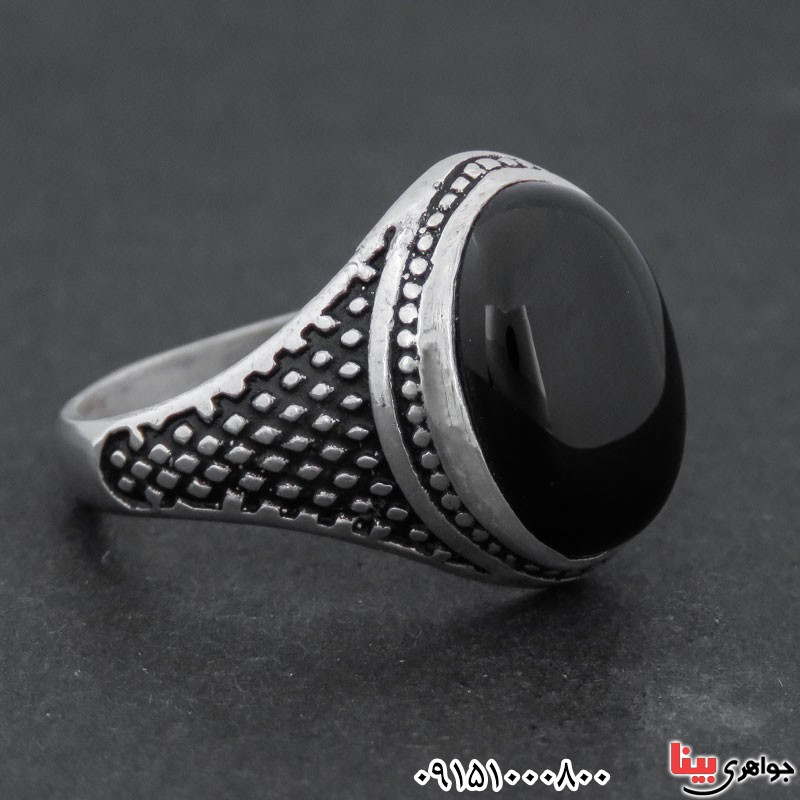 انگشتر عقیق سیاه (اونیکس) شیک و خاص مردانه زیبا _کد:31088