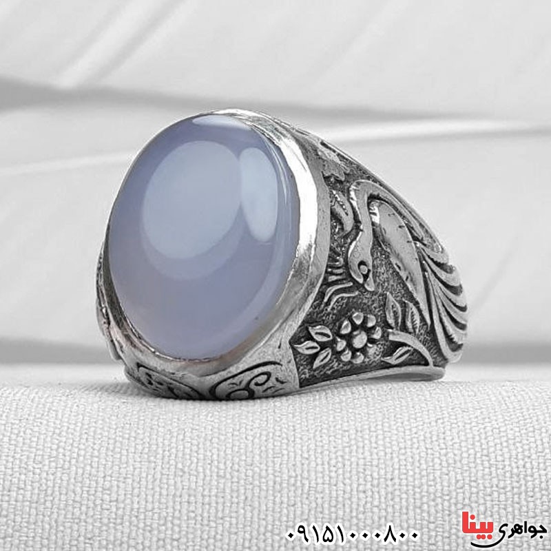 انگشتر عقیق یمنی کبود مردانه خاص و خوشرنگ _کد:31175
