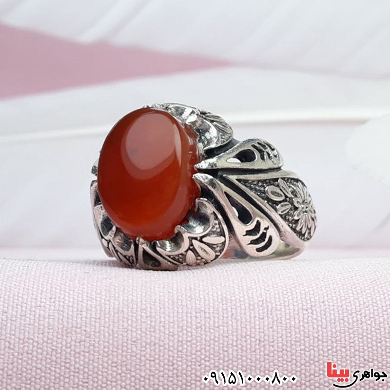 انگشتر عقیق یمنی سرخ مردانه خاص و زیبا _کد:31237