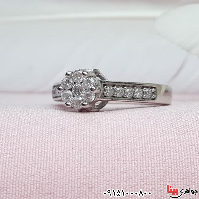 انگشتر نقره رودیوم طرح فلاور _کد:31249