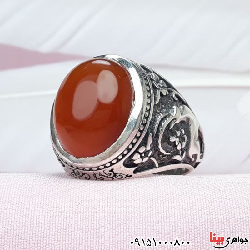 انگشتر عقیق یمنی سرخ مردانه درشت و خوشرنگ _کد:31262