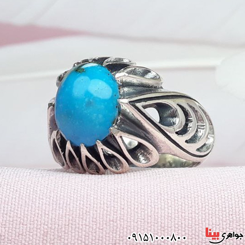 انگشتر فیروزه نیشابوری مردانه خاص و زیبا _کد:31319