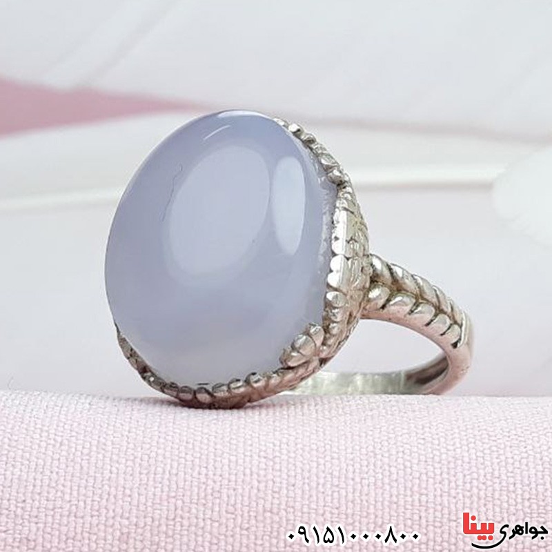 انگشتر عقیق یمنی کبود طرح گندم