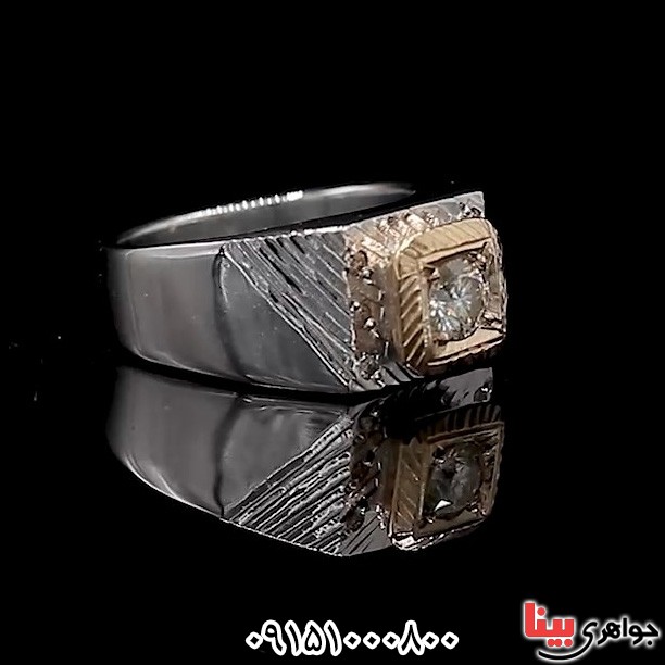 انگشتر الماس روسی (موزانایت) رودیوم دست ساز با مخراج الماس 