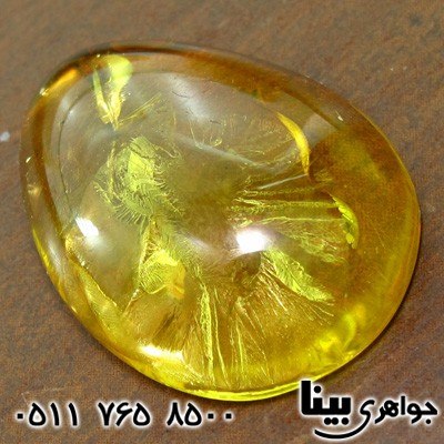 نگین انگشتر کهربا زعفرانی رنگ درشت