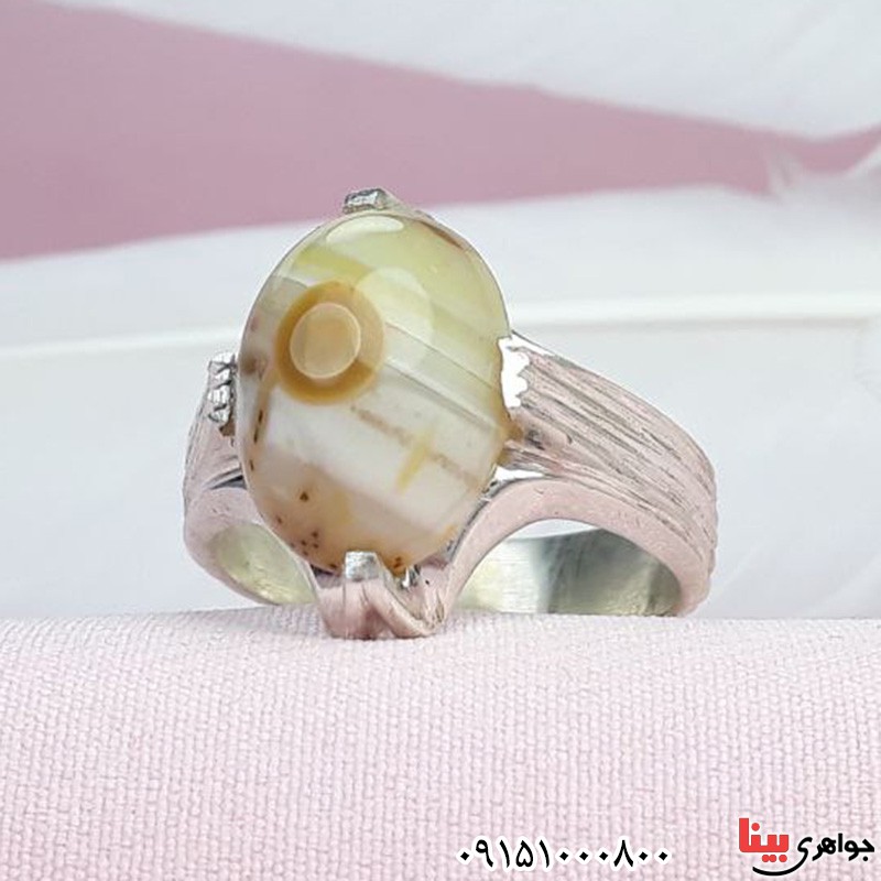 انگشتر عقیق باباقوری زیبا دست ساز خاص _کد:31385