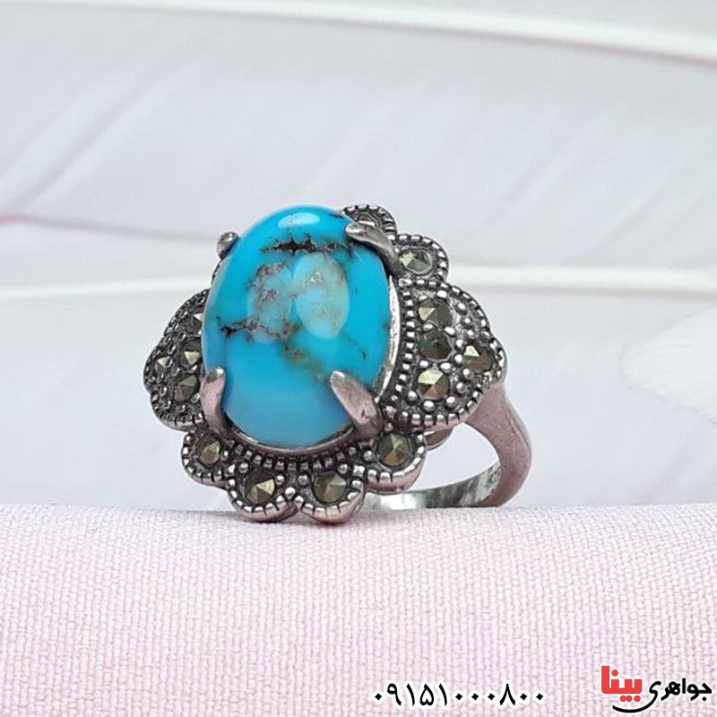 انگشتر فیروزه نیشابوری مارکازیتی _کد:31439