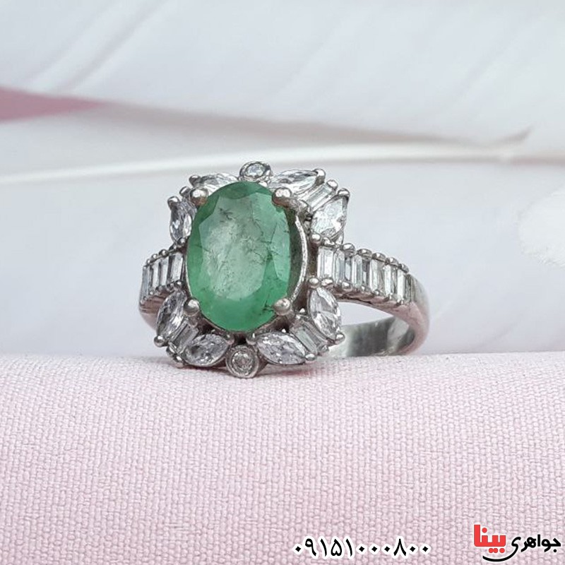 انگشتر زمرد رودیوم زنانه _کد:31472