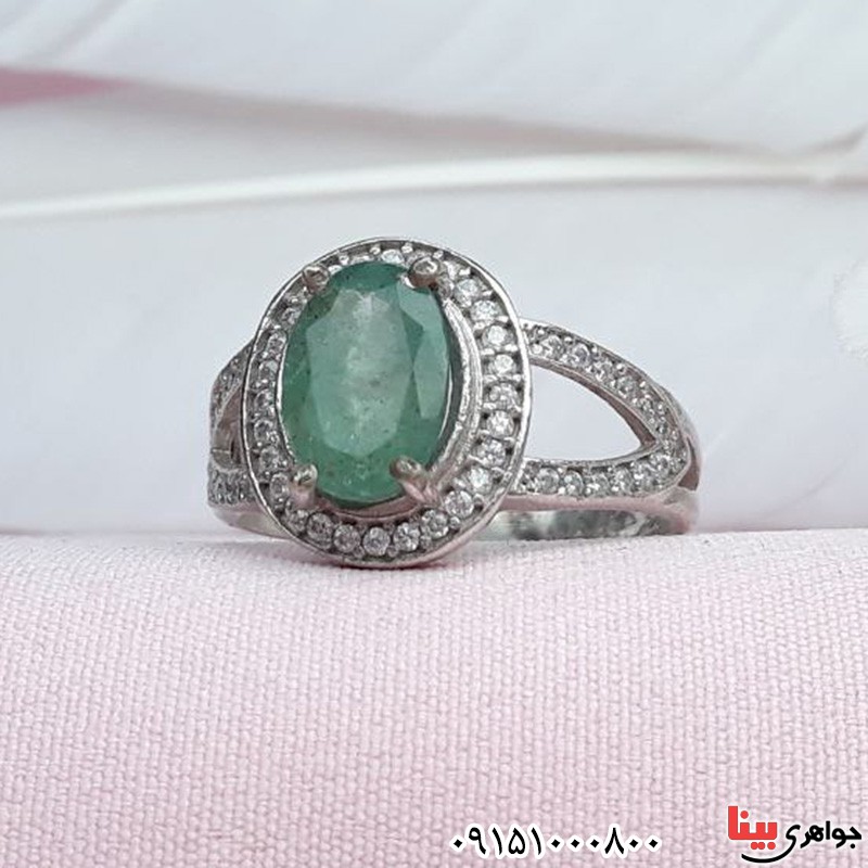 انگشتر زمرد خاص رودیوم زنانه _کد:31473
