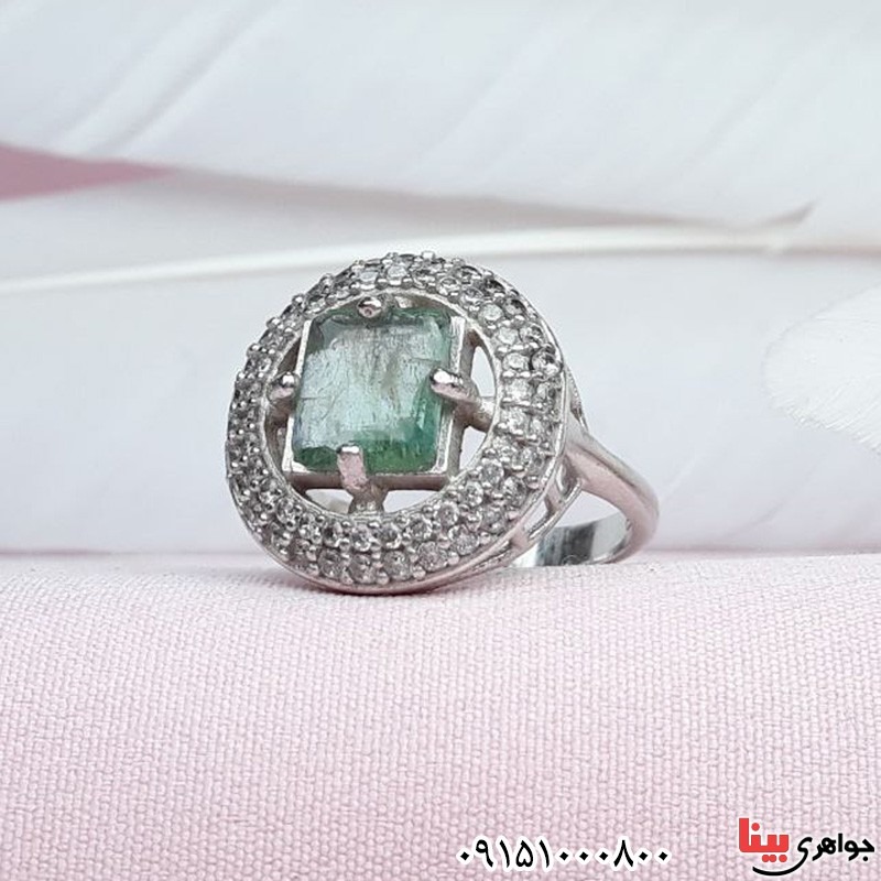 انگشتر زمرد رودیوم زیبا و خوشرنگ _کد:31476