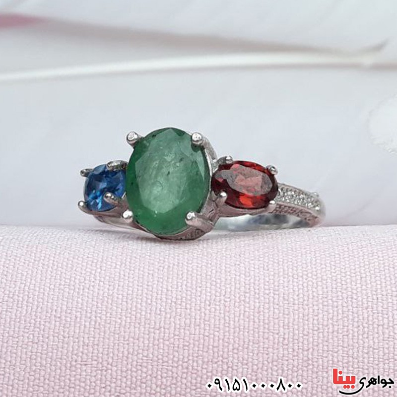 انگشتر چند جواهر رودیوم شیک و خاص _کد:31479