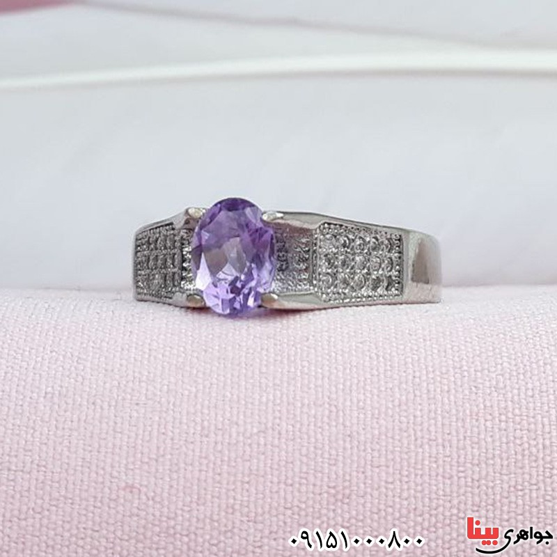 انگشتر آمتیست زنانه رودیوم _کد:31497