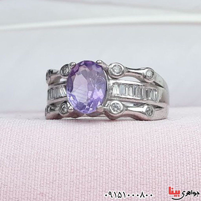 انگشتر آمتیست رودیوم خاص و شیک _کد:31500