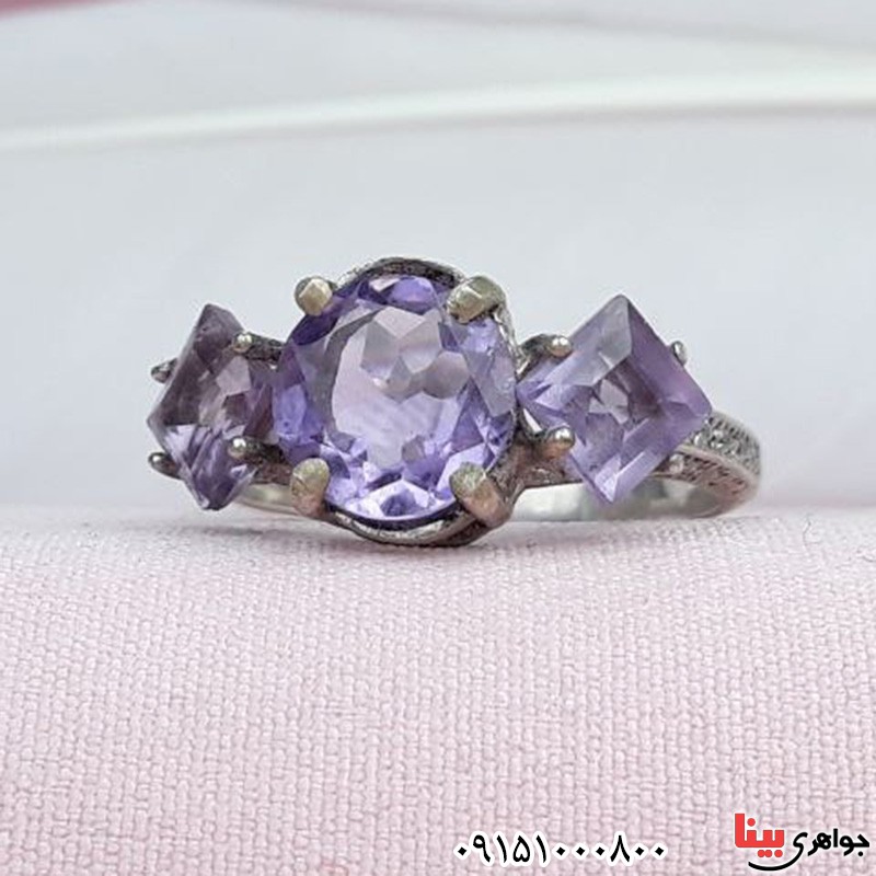 انگشتر آمتیست خوشرنگ رودیوم خاص _کد:31502
