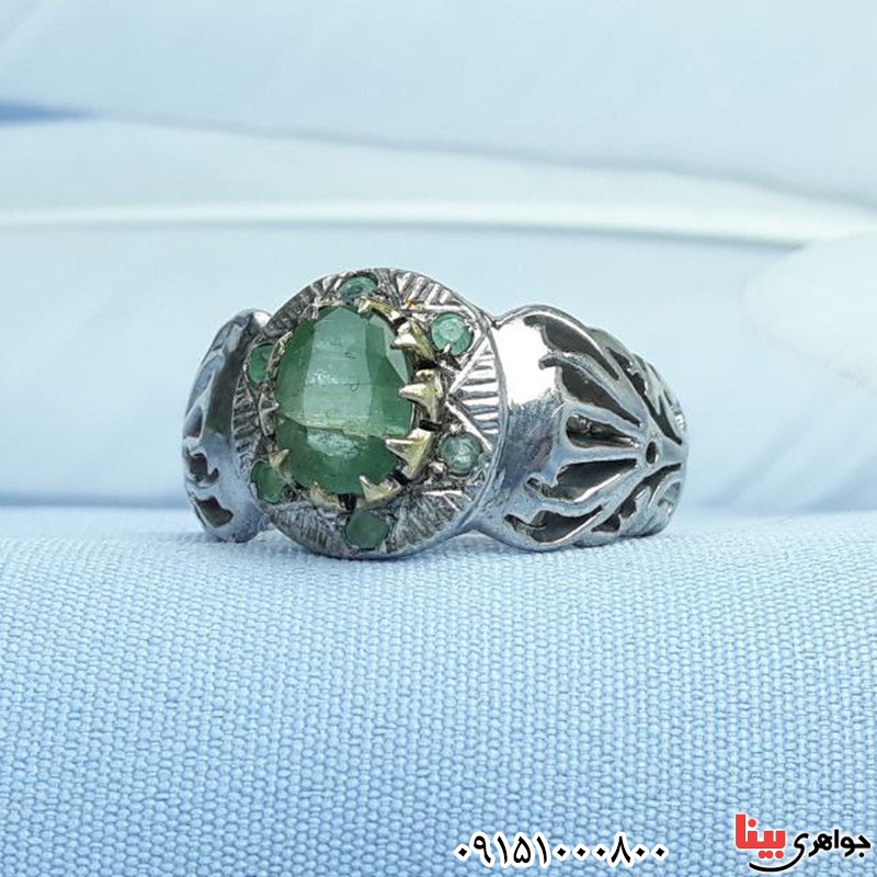 انگشتر زمرد مردانه دست ساز خاص و زیبا _کد:31666