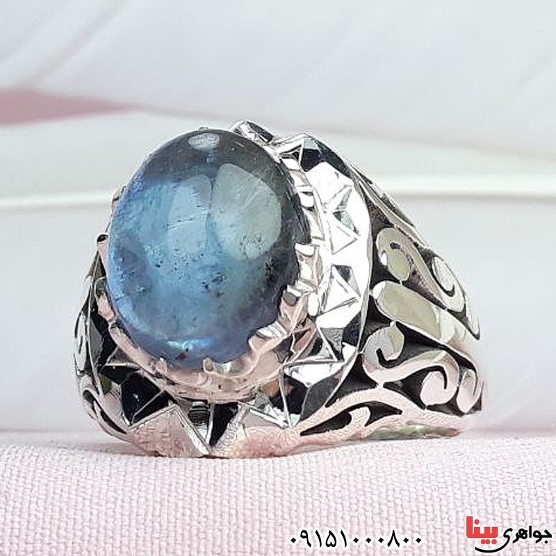 انگشتر آکوآمارین دست ساز مردانه درشت و فاخر _کد:31806