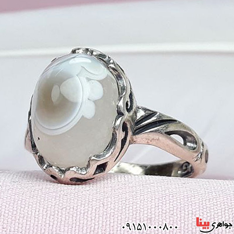 انگشتر عقیق باباقوری تک چشم زنانه خاص _کد:31866
