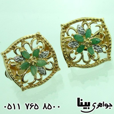 گوشواره زمرد زنانه مربعی