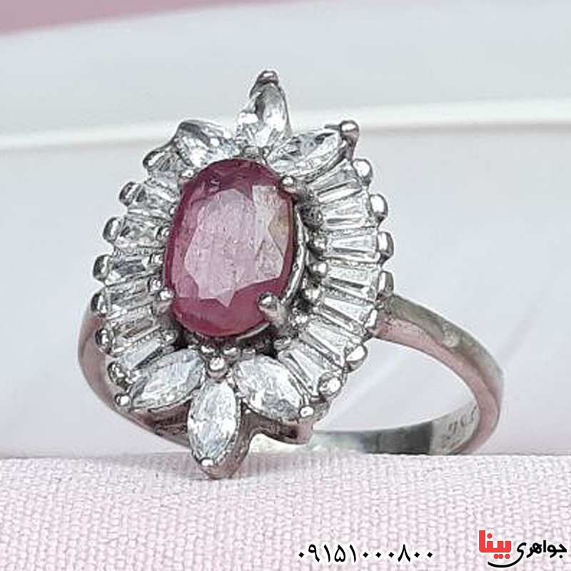 انگشتر یاقوت سرخ رودیوم خوشرنگ و خاص زنانه _کد:31870